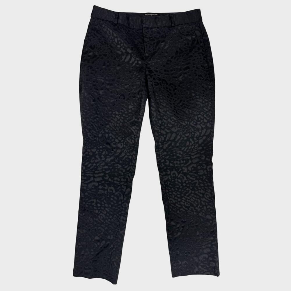 Banana Republic Factory Avery Size 2 Pants Black Leopard Jaquard Print